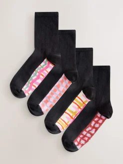 À carreaux wobbly lumineux - Semelle intérieure Ankle Socks 4 Pack