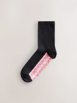 À carreaux wobbly lumineux - Semelle intérieure Ankle Socks 4 Pack