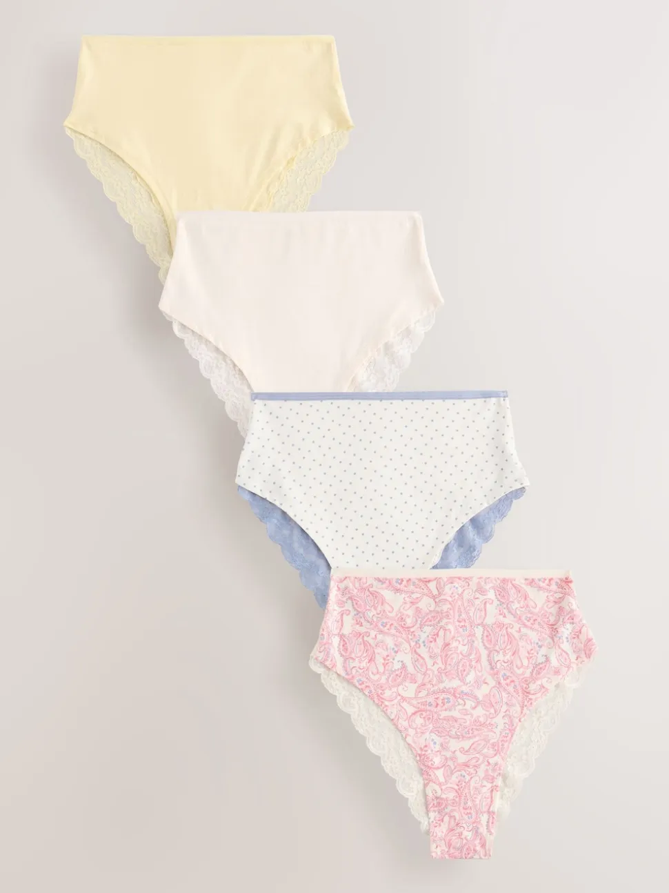 à motif cachemire - Lot de 4 culottes en coton et dentelle
