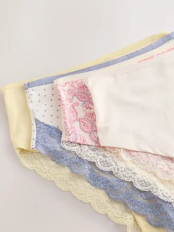 à motif cachemire - Lot de 4 culottes en coton et dentelle