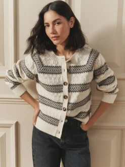 À rayures - Cardigan Laura Ashley en maille torsadée