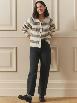 À rayures - Cardigan Laura Ashley en maille torsadée