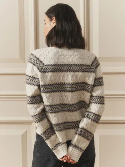 À rayures - Cardigan Laura Ashley en maille torsadée
