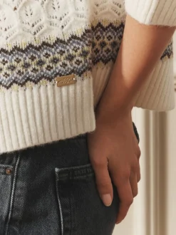 À rayures - Cardigan Laura Ashley en maille torsadée