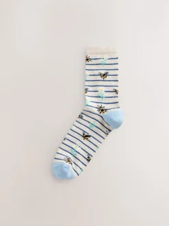Abeille bleu marine/ocre - Paquet de chaussettes de cheville 4