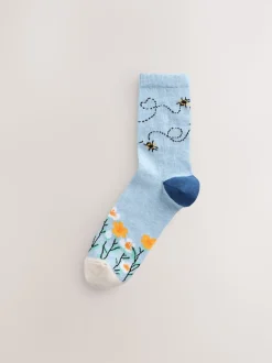 Abeille bleu marine/ocre - Paquet de chaussettes de cheville 4