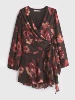 Abercrombie & Fitch robe courte enveloppante fleurie manches longues
