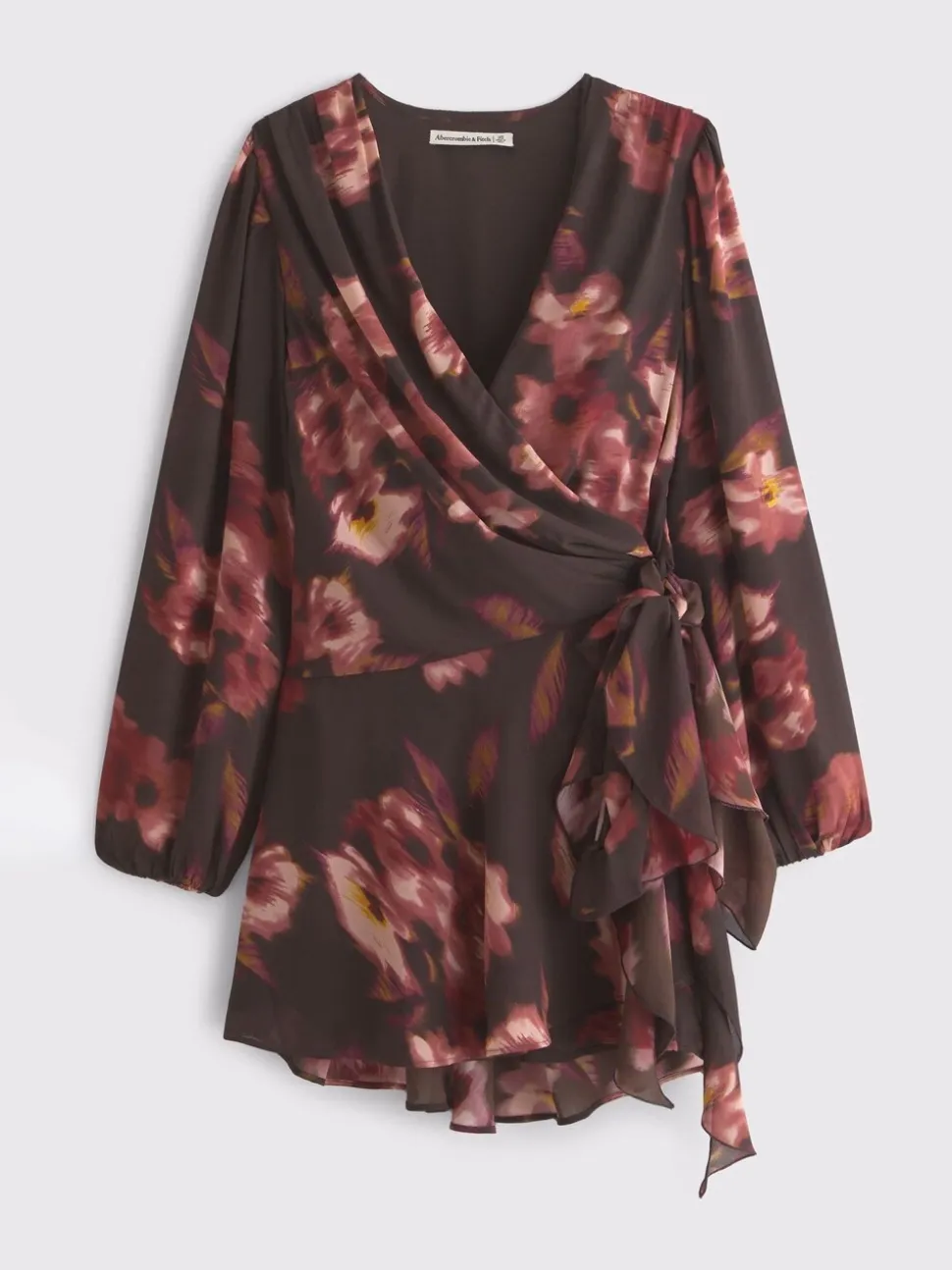 Abercrombie & Fitch robe courte enveloppante fleurie manches longues