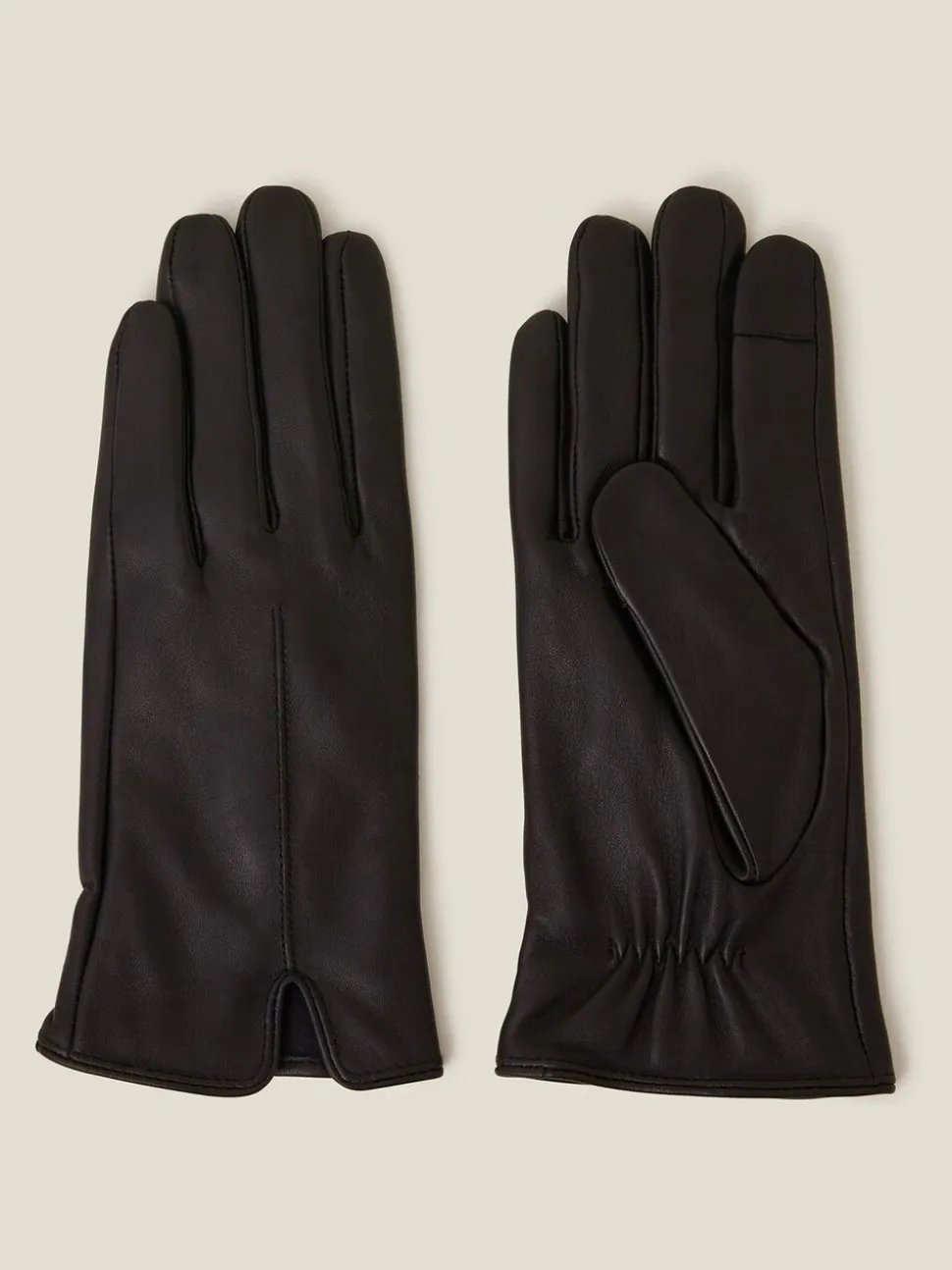 Accessorize - Gants en cuir à écran tactile doublés de fausse fourrure