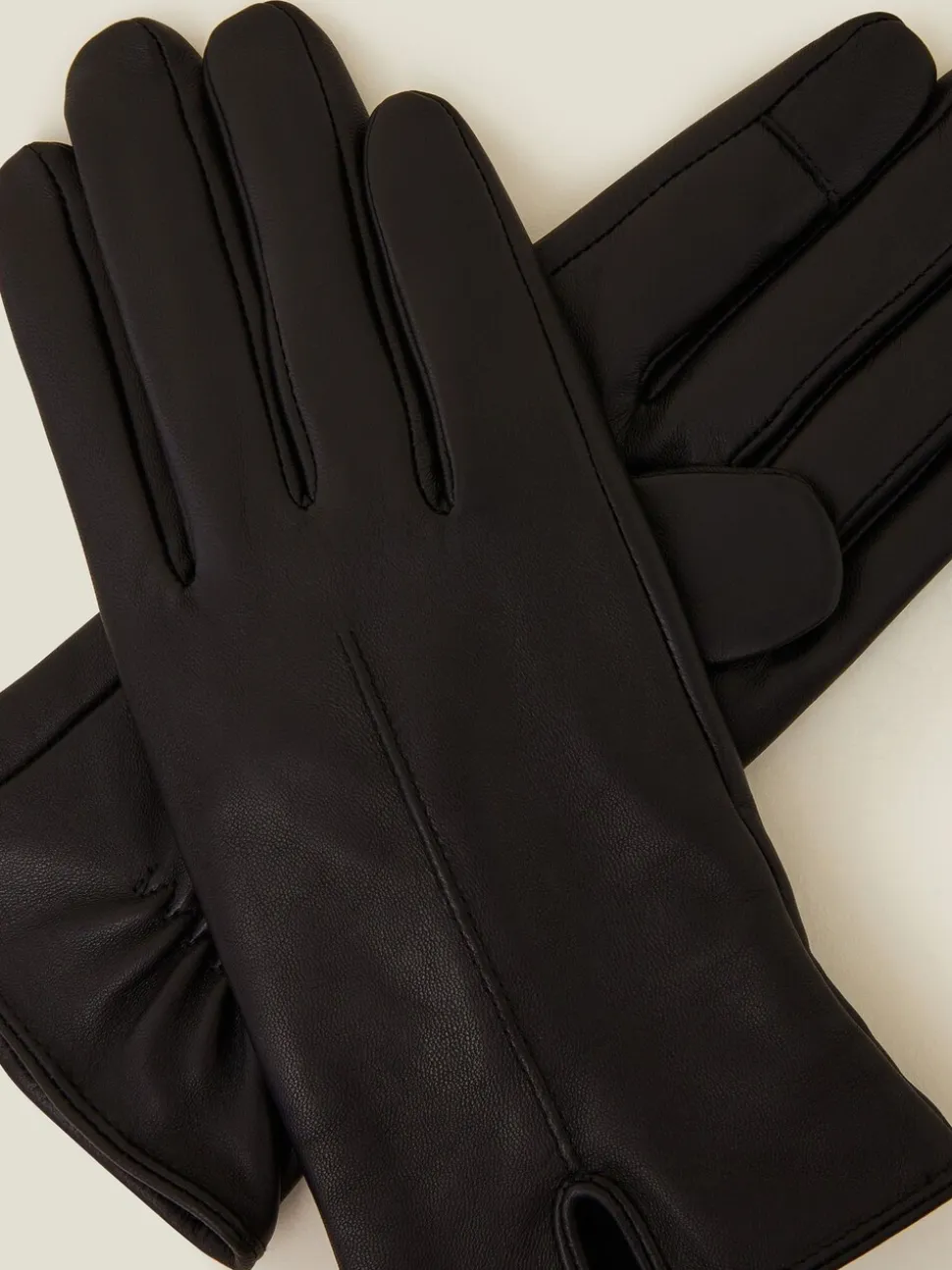 Accessorize - Gants en cuir à écran tactile doublés de fausse fourrure
