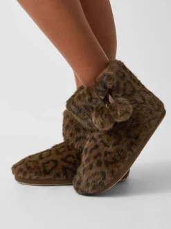 Accessorize Bottes Chaussons Léopard Duveteux