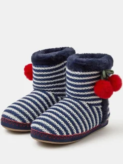 Accessorize Chaussons Bottes à Rayure Cerise