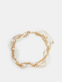 Accessorize Collier de perles torsadées à diamants