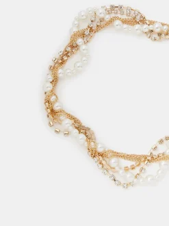 Accessorize Collier de perles torsadées à diamants
