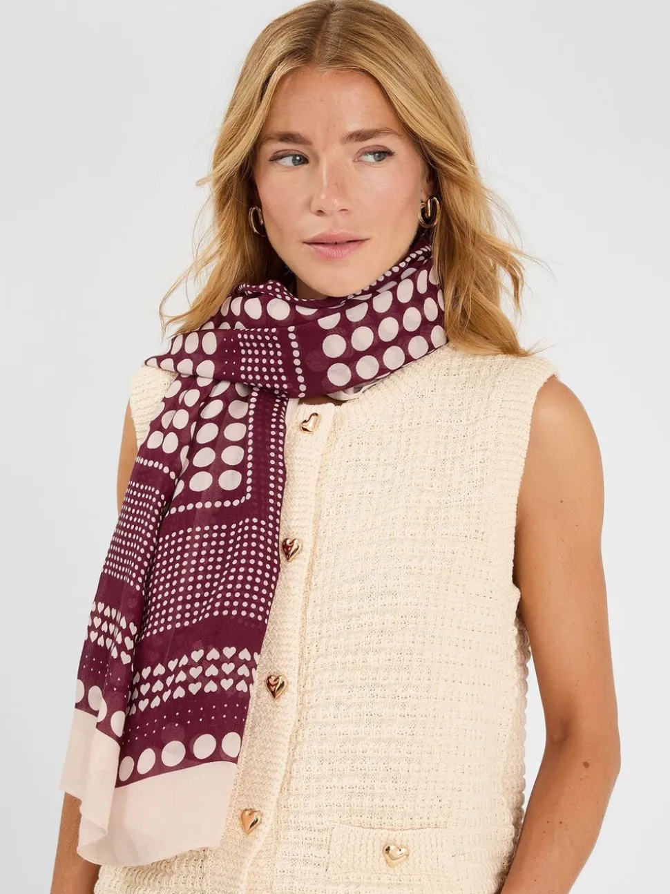 Accessorize grand foulard en satin Cœur à pois