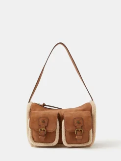 Accessorize Sac à bandoulière à poche en faux shearling