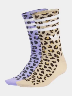 Adidas Original Disney Cheetah Filles Lot de 2 Chaussettes Col rond Imprimé Léopard