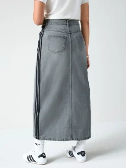adidas Originals Jupe mi-longue en jean 100% coton à rayures Adicolour 3