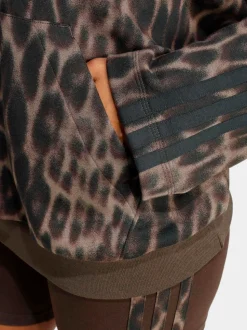 adidas Seasonal Essentials Sweat à capuche en French terry imprimé Léopard avec 3Rayures