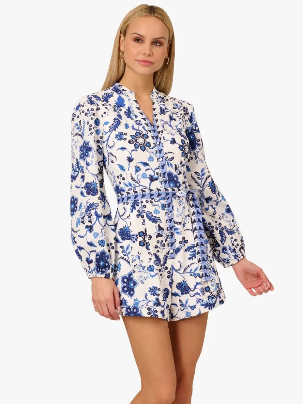 Adrianna by Adrianna Papell Imprimé Cravate Front 100% Cotton Blanc Combinaison
