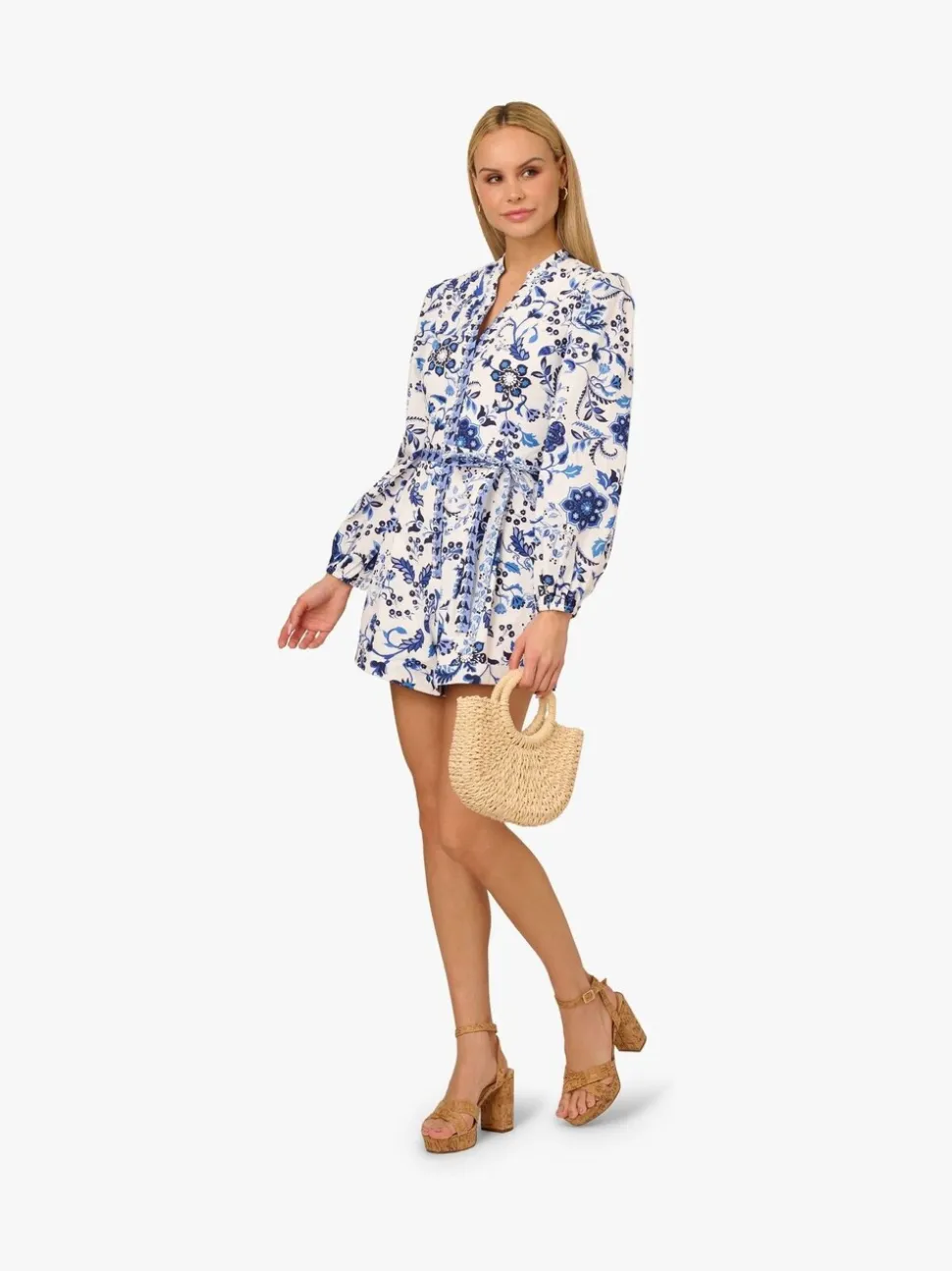 Adrianna by Adrianna Papell Imprimé Cravate Front 100% Cotton Blanc Combinaison
