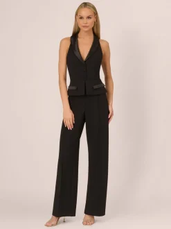 Adrianna by Adrianna Papell Crêpe tricoté Tuxedo Noir Combinaison