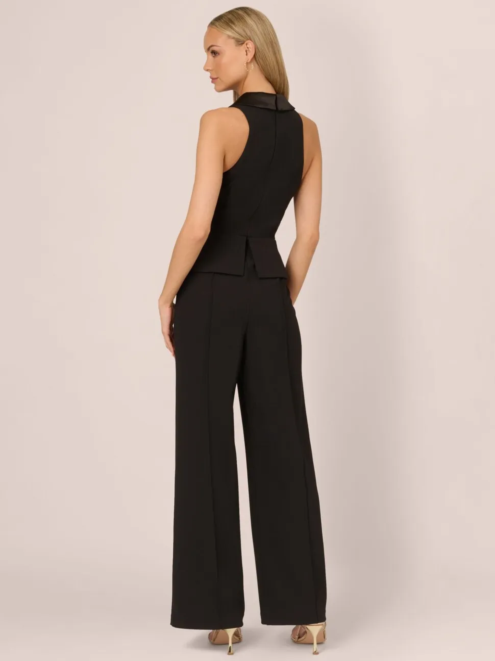 Adrianna by Adrianna Papell Crêpe tricoté Tuxedo Noir Combinaison