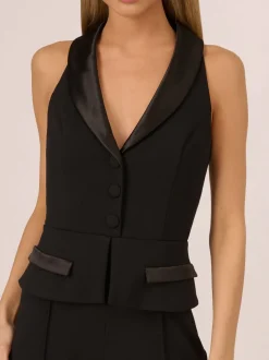 Adrianna by Adrianna Papell Crêpe tricoté Tuxedo Noir Combinaison