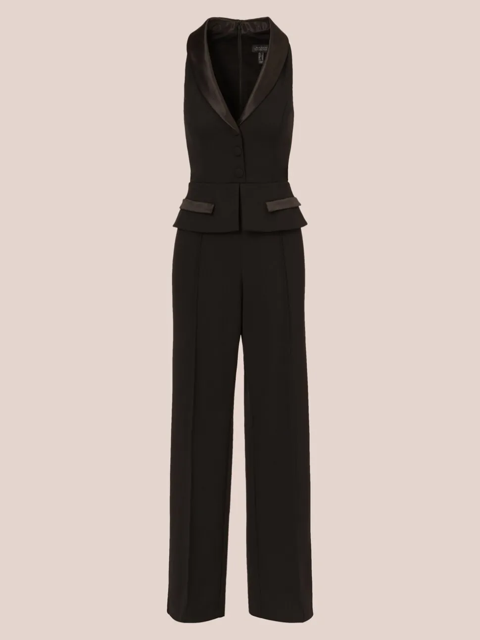 Adrianna by Adrianna Papell Crêpe tricoté Tuxedo Noir Combinaison