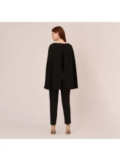 Adrianna Papell Tricot Crêpe Cape Jumpsuit