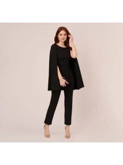 Adrianna Papell Tricot Crêpe Cape Jumpsuit