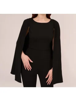 Adrianna Papell Tricot Crêpe Cape Jumpsuit