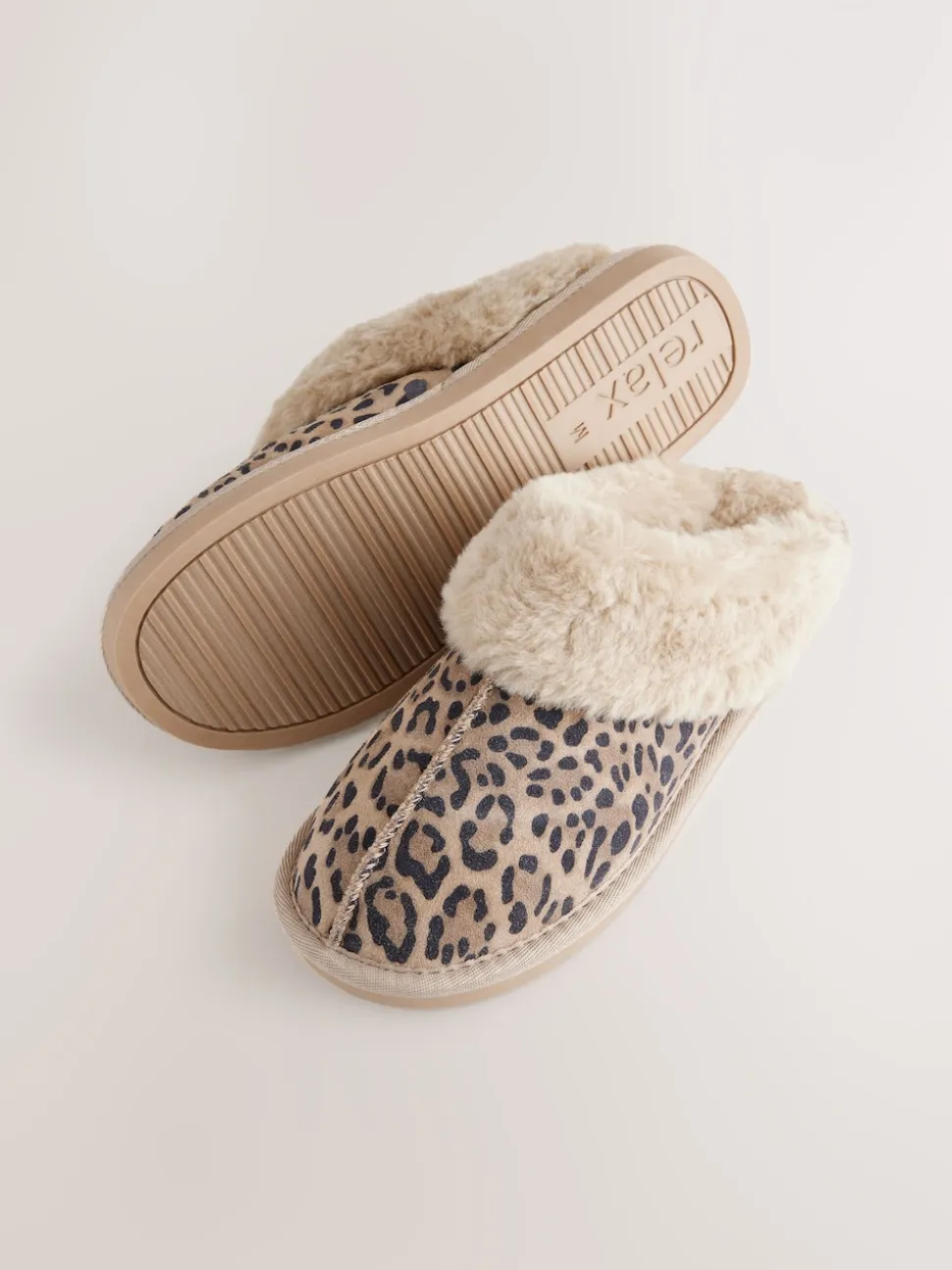 animal - Chaussons mules doublés de daim en fausse fourrure