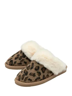 animal - Dunlop Chaussons mules en faux daim col en fourrure