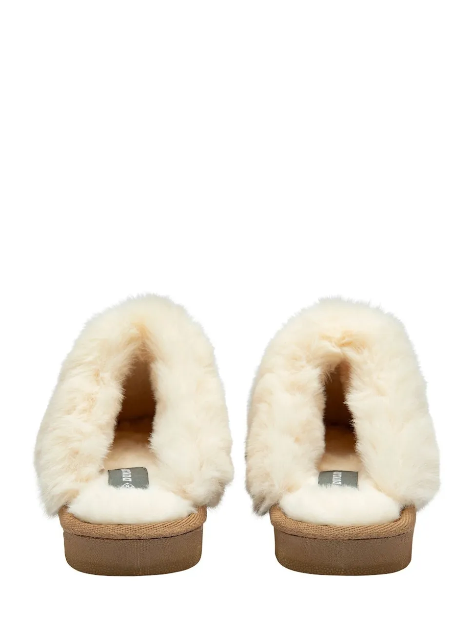 animal - Dunlop Chaussons mules en faux daim col en fourrure