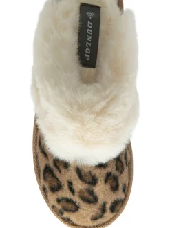 animal - Dunlop Chaussons mules en faux daim col en fourrure