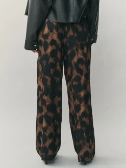animal - Pantalons en satin à jambe large et taille ceinturée