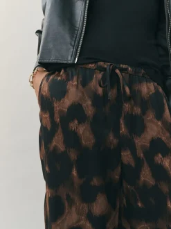 animal - Pantalons en satin à jambe large et taille ceinturée