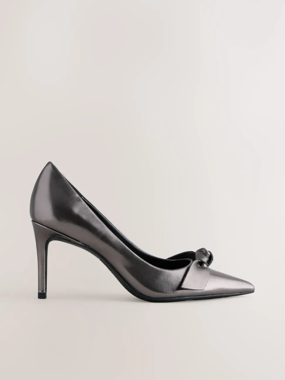 Anthracite - Chaussures de cour mi-hautes en cuir détail nœud Forever Comfort®