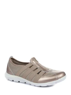 Anthracite - Chaussures Pavers en cuir décontractées coupe large pour femme