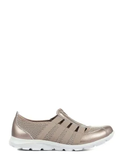 Anthracite - Chaussures Pavers en cuir décontractées coupe large pour femme