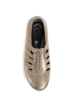 Anthracite - Chaussures Pavers en cuir décontractées coupe large pour femme
