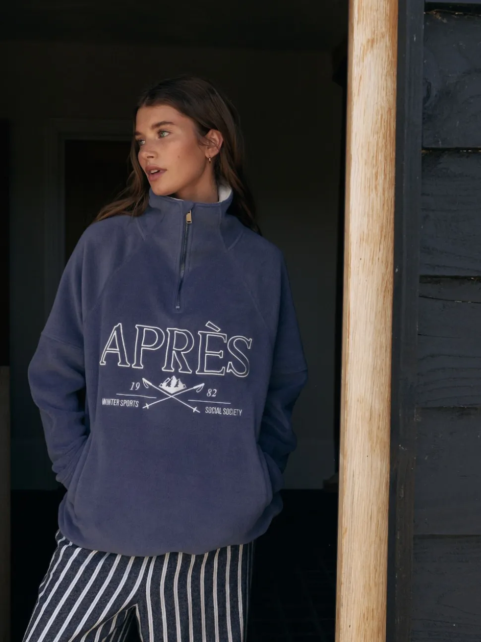 Apres bleu - Pull en polaire à demi-fermeture éclair