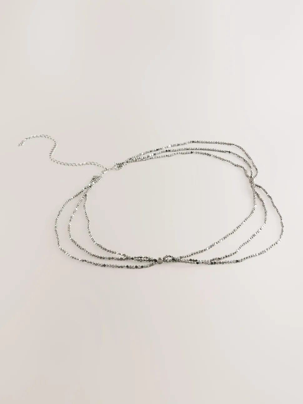 Argent - Ceinture Skinny métallisée à perles étagées