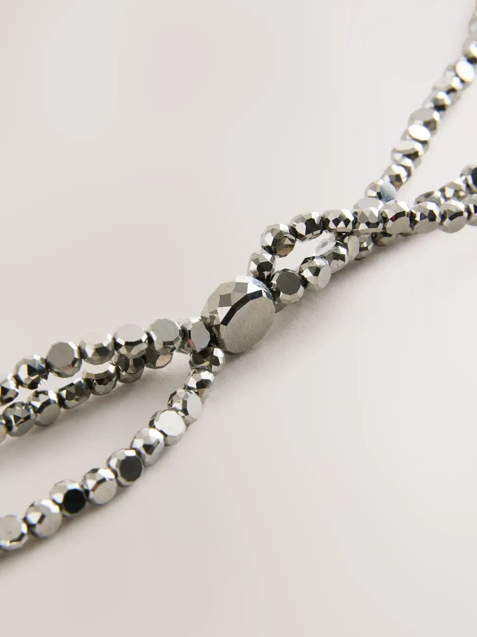 Argent - Ceinture Skinny métallisée à perles étagées