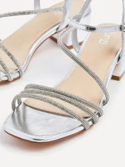 Argent - Linzi talons à lanières ornés de diamants Riri