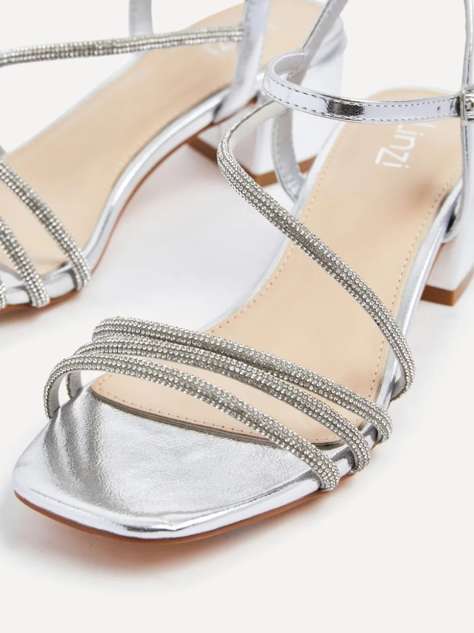 Argent - Linzi talons à lanières ornés de diamants Riri