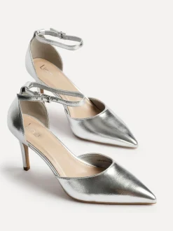 Argent - Linzi Thea Closed Back Stiletto Escarpins et talons With Ankle Strap