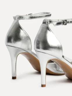 Argent - Linzi Thea Closed Back Stiletto Escarpins et talons With Ankle Strap