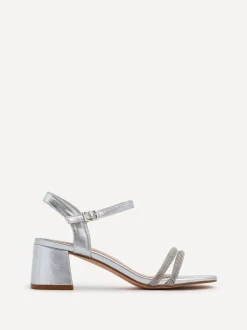 Argent - Sandales à talons Linzi lapin avec bordure de diamants